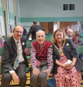 Sandy with Frank Bright and Jann Parry, the Mayor of Ipswich