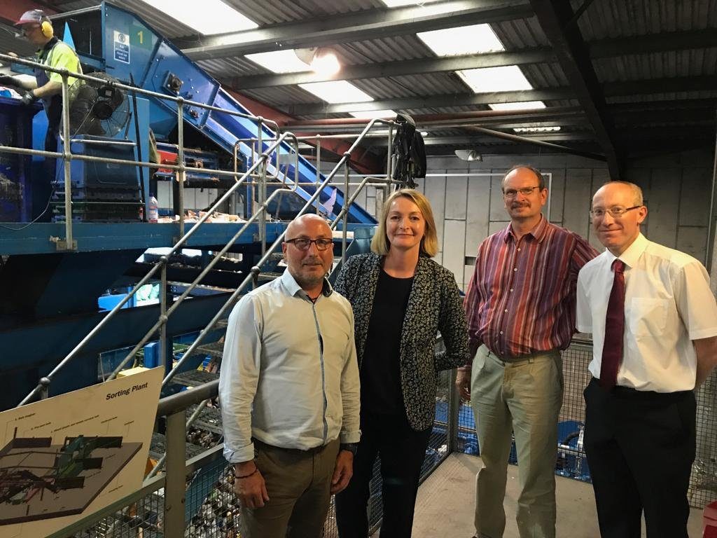 Sandy visiting Wastesavers, Newport with Jessica Morden MP9 Newport East) and Andrew Bishop (Welsh Government, Municipal Waste Branch of the Resource Efficiency & Circular Economy Division)