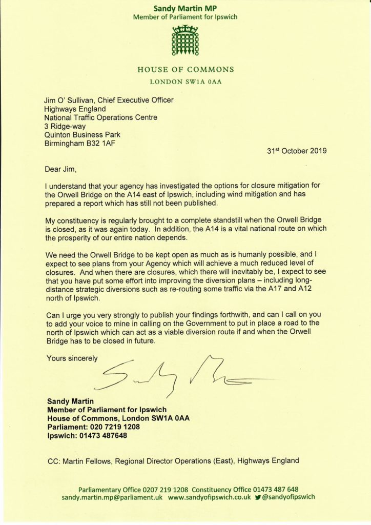 Letter to CEO Highways England